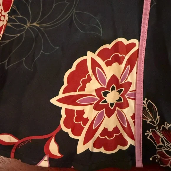 BEBE Y2K Strapless Floral Dress with Pink Trim - Picture 5 of 7